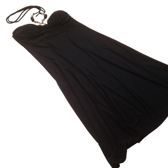 Vintage Sparkling Stars y2k Black Halter Summer Dress - Picture 2 of 8